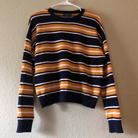 Forever 21 Sweaters - Forever 21 Navy And Yellow Sweatshirt